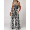 imageDokotoo Womens Casual Loose Overalls Jumpsuits One Piece Sleeveless Printed Wide Leg Long Pant Rompers With PocketsBlack 2