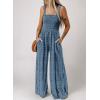 imageDokotoo Womens Casual Loose Overalls Jumpsuits One Piece Sleeveless Printed Wide Leg Long Pant Rompers With PocketsBlue