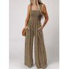 imageDokotoo Womens Casual Loose Overalls Jumpsuits One Piece Sleeveless Printed Wide Leg Long Pant Rompers With PocketsBrown