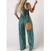 imageDokotoo Womens Casual Loose Overalls Jumpsuits One Piece Sleeveless Printed Wide Leg Long Pant Rompers With PocketsDark Green