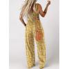 imageDokotoo Womens Casual Loose Overalls Jumpsuits One Piece Sleeveless Printed Wide Leg Long Pant Rompers With PocketsYellow