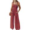 imageDokotoo Womens Casual Loose Overalls Jumpsuits One Piece Sleeveless Printed Wide Leg Long Pant Rompers With PocketsRed