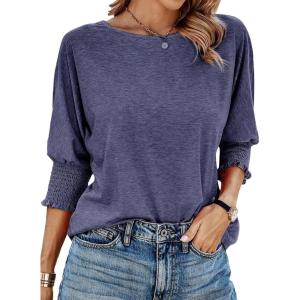 imageDokotoo Womens 2025 Fashion Tops 34 Sleeve TShirts Cute Crewneck Basic Business Tees BlousesMedium Grey