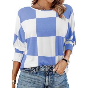 imageDokotoo Womens 2025 Fashion Tops 34 Sleeve TShirts Cute Crewneck Basic Business Tees BlousesW Beau Blue