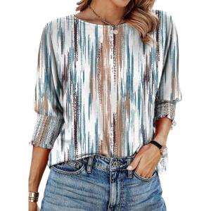 imageDokotoo Womens 2025 Fashion Tops 34 Sleeve TShirts Cute Crewneck Basic Business Tees BlousesZ Brown