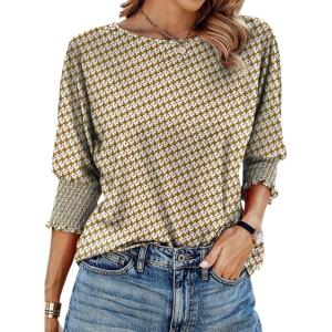 imageDokotoo Womens 2025 Fashion Tops 34 Sleeve TShirts Cute Crewneck Basic Business Tees BlousesZ Khaki