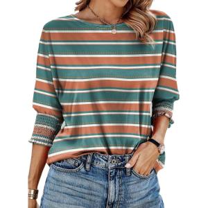 imageDokotoo Womens 2025 Fashion Tops 34 Sleeve TShirts Cute Crewneck Basic Business Tees BlousesZ Orange