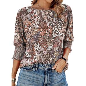 imageDokotoo Womens 2025 Fashion Tops 34 Sleeve TShirts Cute Crewneck Basic Business Tees BlousesZ Red