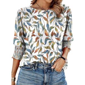 imageDokotoo Womens 2025 Fashion Tops 34 Sleeve TShirts Cute Crewneck Basic Business Tees BlousesZ Sky Blue