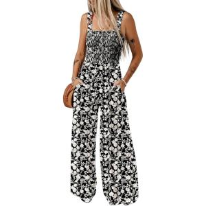 imageDokotoo Womens Casual Loose Overalls Jumpsuits One Piece Sleeveless Printed Wide Leg Long Pant Rompers With PocketsBlack 2