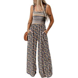 imageDokotoo Womens Casual Loose Overalls Jumpsuits One Piece Sleeveless Printed Wide Leg Long Pant Rompers With PocketsBlue 6