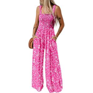 imageDokotoo Womens Casual Loose Overalls Jumpsuits One Piece Sleeveless Printed Wide Leg Long Pant Rompers With PocketsPink 3