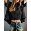 imageDokotoo Summer Shirts 2025 Womens Solid T Shirts for Women Loose Oversized Tops Basic TeeA Black