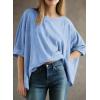 imageDokotoo Summer Shirts 2025 Womens Solid T Shirts for Women Loose Oversized Tops Basic TeeA Dusk Blue