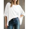 imageDokotoo Summer Shirts 2025 Womens Solid T Shirts for Women Loose Oversized Tops Basic TeeA White
