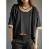 imageDokotoo Summer Shirts 2025 Womens Solid T Shirts for Women Loose Oversized Tops Basic TeeColor Black
