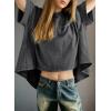 imageDokotoo Summer Shirts 2025 Womens Solid T Shirts for Women Loose Oversized Tops Basic TeeDark Grey