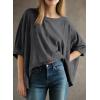 imageDokotoo Summer Shirts 2025 Womens Solid T Shirts for Women Loose Oversized Tops Basic TeeDark Grey