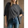 imageDokotoo Summer Shirts 2025 Womens Solid T Shirts for Women Loose Oversized Tops Basic TeeDark Grey