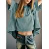 imageDokotoo Summer Shirts 2025 Womens Solid T Shirts for Women Loose Oversized Tops Basic TeeMist Blue