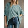 imageDokotoo Summer Shirts 2025 Womens Solid T Shirts for Women Loose Oversized Tops Basic TeeMist Blue