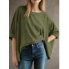 imageDokotoo Summer Shirts 2025 Womens Solid T Shirts for Women Loose Oversized Tops Basic TeeMoss Green