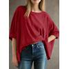 imageDokotoo Summer Shirts 2025 Womens Solid T Shirts for Women Loose Oversized Tops Basic TeeRed Dahlia