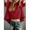imageDokotoo Summer Shirts 2025 Womens Solid T Shirts for Women Loose Oversized Tops Basic TeeRed Dahlia