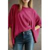 imageDokotoo Summer Shirts 2025 Womens Solid T Shirts for Women Loose Oversized Tops Basic TeeRose Red