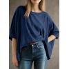 imageDokotoo Summer Shirts 2025 Womens Solid T Shirts for Women Loose Oversized Tops Basic TeeSail Blue