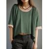 imageDokotoo Summer Shirts 2025 Womens Solid T Shirts for Women Loose Oversized Tops Basic TeeVineyard Green
