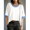 imageDokotoo Summer Shirts 2025 Womens Solid T Shirts for Women Loose Oversized Tops Basic TeeWhite