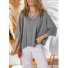 imageDokotoo Summer Shirts 2025 Womens Solid T Shirts for Women Loose Oversized Tops Basic TeeZ Grey