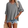 imageDokotoo Summer Shirts 2025 Womens Solid T Shirts for Women Loose Oversized Tops Basic TeeZ Grey