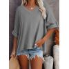 imageDokotoo Summer Shirts 2025 Womens Solid T Shirts for Women Loose Oversized Tops Basic TeeZ Grey