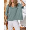 imageDokotoo Summer Shirts 2025 Womens Solid T Shirts for Women Loose Oversized Tops Basic TeeZ Haze Blue