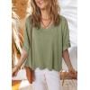 imageDokotoo Summer Shirts 2025 Womens Solid T Shirts for Women Loose Oversized Tops Basic TeeZ Smoke Green