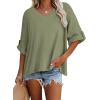 imageDokotoo Summer Shirts 2025 Womens Solid T Shirts for Women Loose Oversized Tops Basic TeeZ Smoke Green