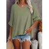 imageDokotoo Summer Shirts 2025 Womens Solid T Shirts for Women Loose Oversized Tops Basic TeeZ Smoke Green
