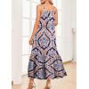 imageDokotoo Women Summer Dresses 2025 Spaghetti Strap Scoop Neck Smocked Ruffle Flowy Boho Maxi DressBlue