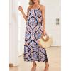 imageDokotoo Women Summer Dresses 2025 Spaghetti Strap Scoop Neck Smocked Ruffle Flowy Boho Maxi DressBlue