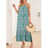 imageDokotoo Women Summer Dresses 2025 Spaghetti Strap Scoop Neck Smocked Ruffle Flowy Boho Maxi DressGreen