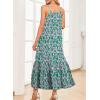imageDokotoo Women Summer Dresses 2025 Spaghetti Strap Scoop Neck Smocked Ruffle Flowy Boho Maxi DressGreen