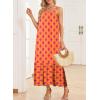 imageDokotoo Women Summer Dresses 2025 Spaghetti Strap Scoop Neck Smocked Ruffle Flowy Boho Maxi DressOrange