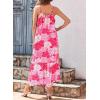 imageDokotoo Women Summer Dresses 2025 Spaghetti Strap Scoop Neck Smocked Ruffle Flowy Boho Maxi DressRose