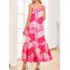 imageDokotoo Women Summer Dresses 2025 Spaghetti Strap Scoop Neck Smocked Ruffle Flowy Boho Maxi DressRose