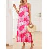 imageDokotoo Women Summer Dresses 2025 Spaghetti Strap Scoop Neck Smocked Ruffle Flowy Boho Maxi DressRose