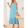 imageDokotoo Women Summer Dresses 2025 Spaghetti Strap Scoop Neck Smocked Ruffle Flowy Boho Maxi DressSky Blue