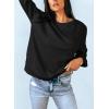 imageDokotoo Womens Casual Crew Neck Sweatshirt Loose Soft Long Sleeve Pullover TopsA Black