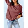 imageDokotoo Womens Casual Crew Neck Sweatshirt Loose Soft Long Sleeve Pullover TopsA Burgundy